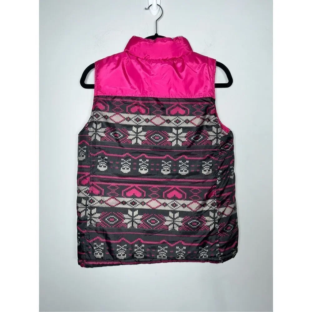 Nike girls reversible pink puffer vest size Large 12-13 years C23-1